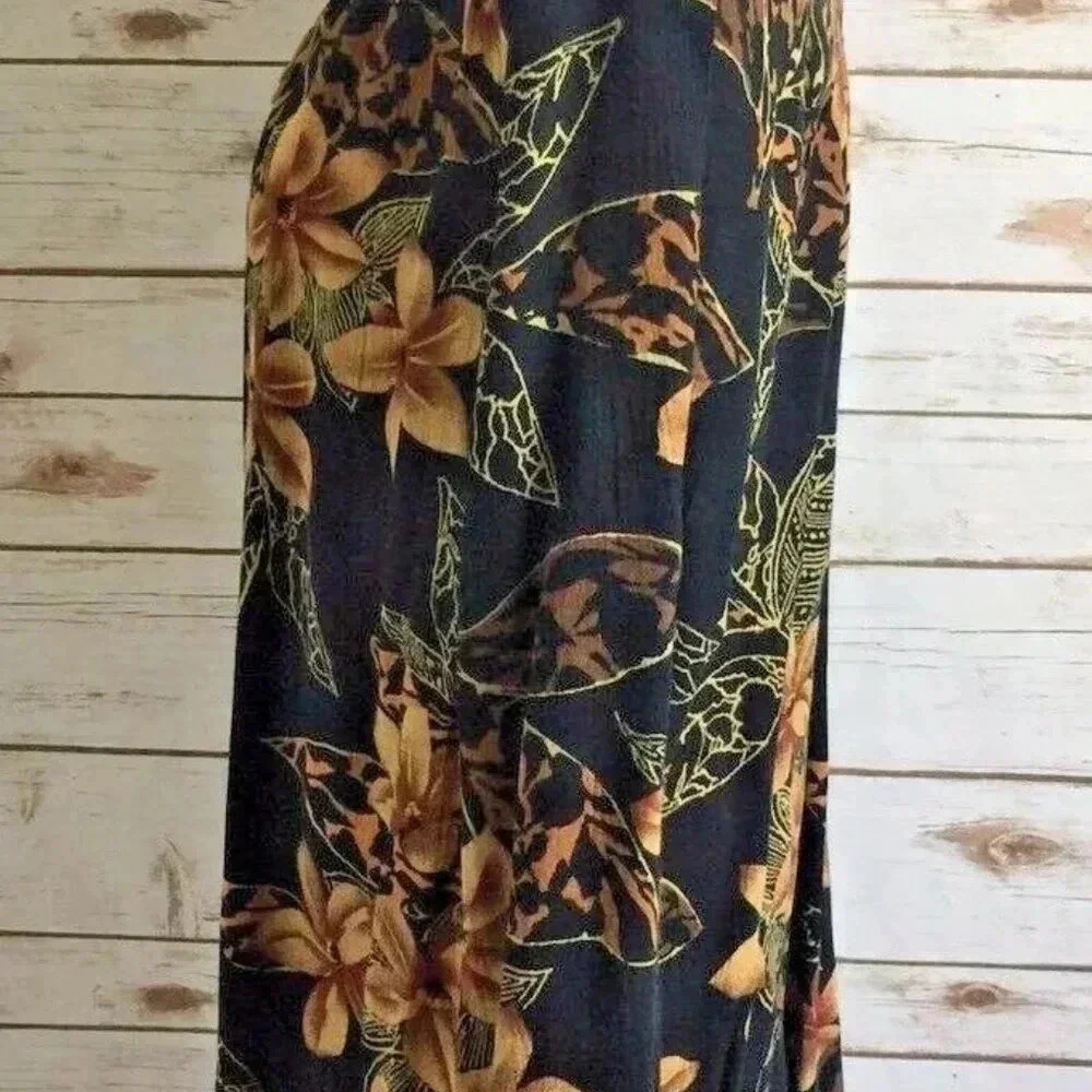 SEQUEL Women Long Sleeve Floral Black & Brown Collarless Cardigan Blouse Size 6 - Picture 9 of 10